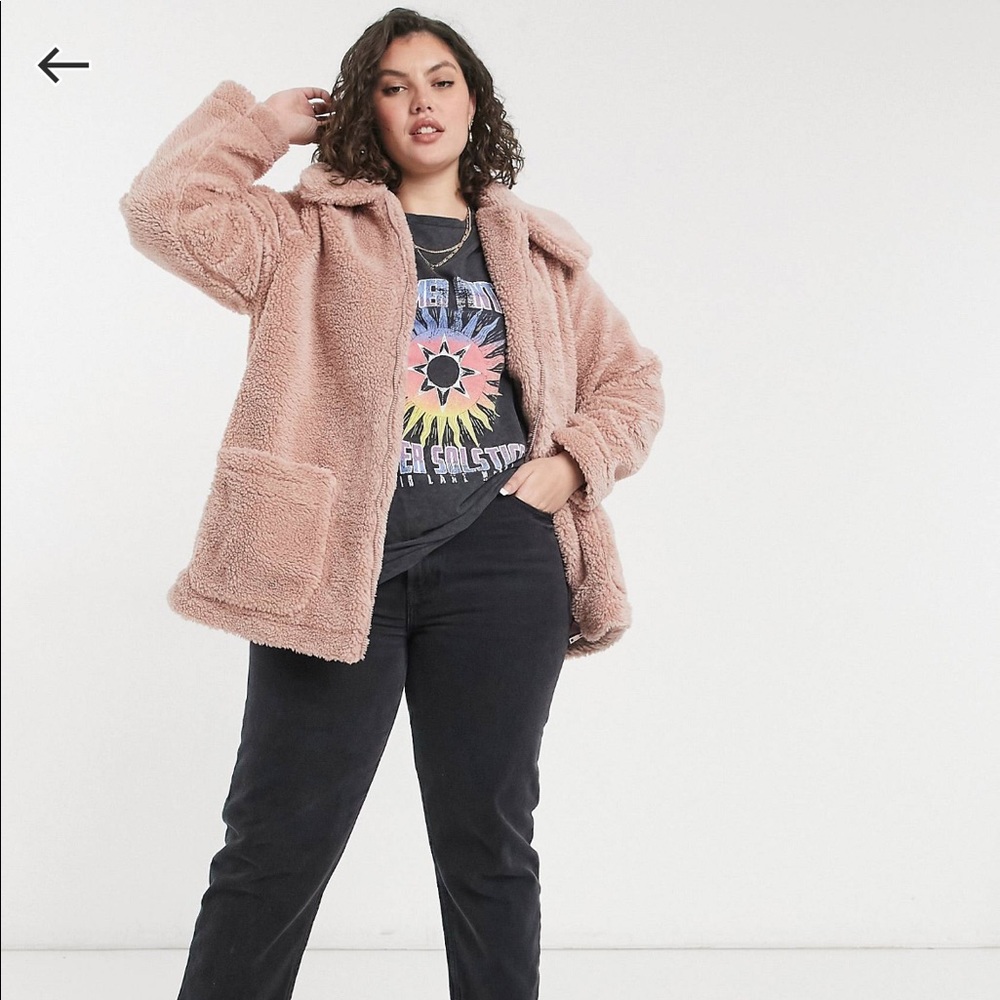 NWOT ASOS Threadbare teddy coat in light pink